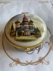 Vintage Original Porcelain Box Moskow ST.BASIL'S CATHEDRAL Moskva Jewelry Box
