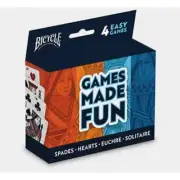 Bicycle Games Made Fun Four Game Pack Hearts Spades Euchre And Solitaire New!