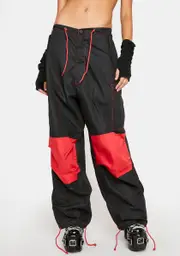 [UFO Contemporary] Red Contrast Knee Wind Pants