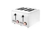 Pronti 4 Slice Toaster Rose Trim Collection - White