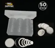 50PCS 40.6mm Coin Capsules Round Plastic Coin Holder White gaskets with Case Box