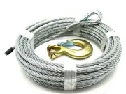 3/8" x 50 ft Galvanized Wire Rope Winch Cable + 3/8" Grade 70 Clevis Slip Hook