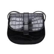 Retro Stone Pattern Women Shoulder Messenger Saddle Bag Fashion PU Leather Purse Solid Color Casual Ladies Girls Handbags