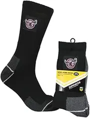 [LSA Socks] NRL Mens Work Socks Two Pack - Manly Sea Eagles -