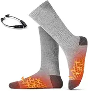 [Generic] W Heating Socks Electric Heated Socks Cold Weather Heated Cotton Socks with Constant Tempe Ure for Men Women Riding Camping Hiking Fishing Skiing Grey Without Battery Grey Without Battery