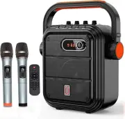Karaoke Machine with Two Wireless Microphones, Portable Bluetooth party Speaker