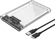 Reletech 2.5" External Hard Drive Enclosure, SATA to USB 3.1 Tool-Free Clear for 2.5 Inch SSD & HDD 9.5mm 7mm External Hard Drive Case Supports UASP SATA