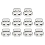 10Pcs Alloy Spring Cord Lock Ends Toggle for Shoelaces Bright Silver 17x14.7mm