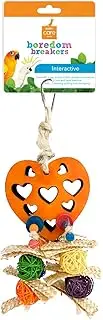 Avian Care Boredom Breakers Heart Interactive Bird Toy, Orange, 22x17x4cm – Hanging Shredding Toy with Rattan Balls & Beads, for All Birds