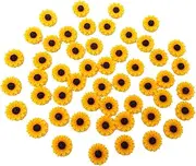 Honbay 60PCS 1.5cm/0.6inch Sunflower Slime Beads Flatback Flower Resin Charms for Scrapbooking, Hair Clip, Phone Case, DIY Crafts