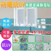 在飛比找PChome24h購物優惠-【無膠玻璃靜電貼】45x300cm加大加寬抗UV防曬玻璃貼（