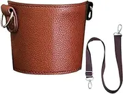 Water Bottle Holder | Leather Coffee Cup Holder | Portable Leather Cup Carrier Sleeve, Reusable Leather Sleeve with Adjustable Shoulder Strap Portable Carrier, for Coffee Cup