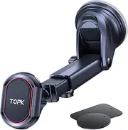 Mobile Phone Holder Car TOPK Mobile Phone Holder Car Magnet with Strong Suction Power for Dashboard and Windscreen, Universal 360° Rotatable Car Mobile Phone Holder for Smartphone and Tablet