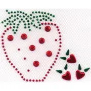 Dritz Iron-On Applique Rhinestuds Red Strawberry Hearts, NEW