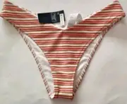 Abercrombie & Fitch Cheeky Bikini Size Medium High Leg Striped Print V Cut New