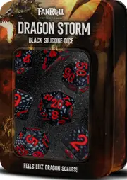 Metallic Dice Games - Silicone 16mm Poly Dice Set - Dragon Storm Silicone Black Dragon Scales