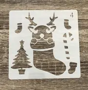 Christmas Reindeer Stocking Tree Santa Candy Cane Stencil Template Decor
