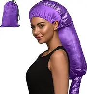 Bonnet Hair Dryer Attachment with Adjustable Headband-Large Hooded Hair Dryer Cap for drying fast at home, Easy to use for hair styling, Curling hair care fast drying (Purple)