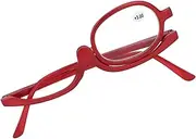 TOUISEDGI Makeup Reading Glasses, Magnifying Makeup Glasses Single Lens Rotatable Fashionable Eye Make Up Glasses for Women Red(+3.00)