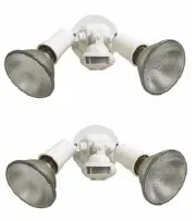 (2) Cooper Lighting MS34W 110 Degree Motion Activated Dual Floodlight Fixtures