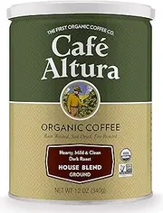 Cafe Altura Ground Organic Coffee, House Blend, 12 Ounce (Pack of 3)