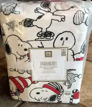 Pottery Barn Teen Peanuts Holiday Flannel Sheet set FULL