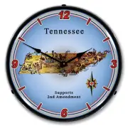 Tennessee Supports the 2nd Amendment, Lighted Backlit LED Clock