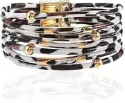 [YALLNASL] Vintage Boho Leopard Cow Bracelet for Women Trendy Adjustable Bracelet Bangles for Women Y2k Leopard Print Bangle Bracelets