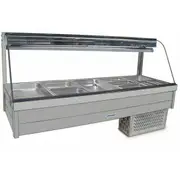 Roband Curved Glass Refrigerated Display Bar, 10 pans - Cold Bain Maries (RB-CRX25RD) - CRX25RD-RB