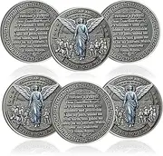 6 Pcs Guardian Angel Traveler's Prayer Challenge Coin Inspirational Religious Prayer Coins Ideal for Safe Journey and Protection Pocket Token for Men Women with Clear Protective Case