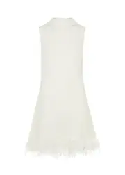 Rixo Candice Feather-trimmed Silk Dress - Ivory - 10 (UK 10 / S) 10 (UK 10 / S)