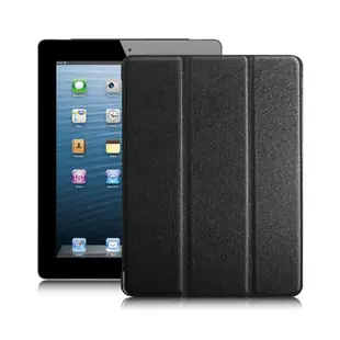 For iPad 2/New iPad/iPad 4用 冰晶蜜絲紋薄型多折皮套