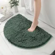 Half Round Microfiber Chenille Non-Slip Bathroom Bath Rug 15.7-23.6in Green