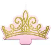 Disney Princess Once Upon A Time Glitter Pink Gold Tiara Birthday Cake Candle