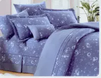 在飛比找Yahoo!奇摩拍賣優惠-Roberto諾貝達 • R7108藍【雙人薄床罩+枕頭套3