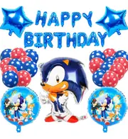 26pcs Sonic Foil Balloon Set - Self Sealing Helium Balloons - Kids Children Birthday Decoration