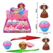 12 Pcs Kids Playset Princess Dolls Toys Cupcake Surprise Toys Doll House Cupcake Toppers Surprise Doll 3pcs