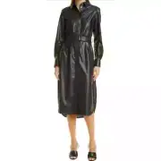 NEW Ted Baker London Barrkir Faux Leather Shirtdress Black -2 US 6 #D5127