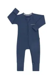 Bonds: Wide Needle Rib Long-Sleeve Zippy - Bastille Blue (Size 00)