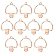 20Pcs Mushroom Shaped Alloy Open Back Bezel Pendants Resin Frame, Rose Gold