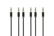 3x Gecko 1m 3.5mm Male to M Slimline Sound Wire Aux Cable For Smartphone Black