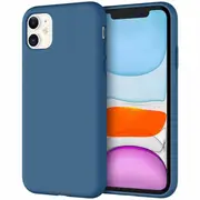 For Apple iPhone 11 Silicone Silky Soft Case with Microfiber TPU Ultra Slim Anti Scratch Shockproof Cover (Blue)
