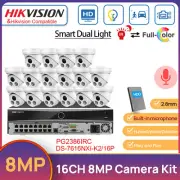 Hikvision CCTV System 12MP 16CH 4K POE NVR MIC 8MP IR+ColorVu Dual Light Camera