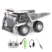 Catzon 2.4Ghz RC Dump Truck Toy 1/24 with Metal Bed/Light/Music for Age 8+-White