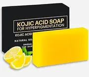 Brightening Turmeric Kojic Acid and lemon Soap with Vitamin C, Retinol, Collagen, Hyaluronic Acid, Vitamin E, Shea Butter, Castile Olive Oil (1, 100gm)