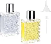 2 Pack 50ml Perfume Atomiser, Portable Clear Empty Glass Perfume Spray Bottles, Refillable Perfume Atomizer Large Cosmetic Fine Mist Atomizer for Travel(Silver)