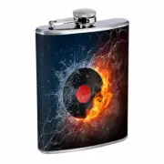 Fire Ice Record Em1 Flask 8oz Stainless Steel Hip Drinking Whiskey