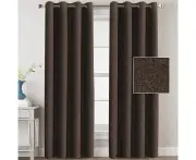 100% Blackout Curtains for Bedroom Linen Textured Look Drapes with Blackout Liner, Curtains for Living Room Farmhouse, Burlap Curtains-brown