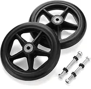OwnMy 2PCS of 6 Inch Rubber Wheel Replacement Wheelchair Front Wheels Rollator Walker Anti-Slip Replacement Casters Rollers Wheels Universal Wheelchair Replacement Wheel Accessories, Black