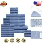 Plush 24-Piece Bath Towel Collection - Includes Extra Large Sheets & Hand Towels